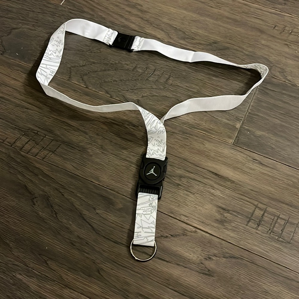 Nike Air Jordan Scribble Lanyard Key FOB keychain ID holder new white vintage